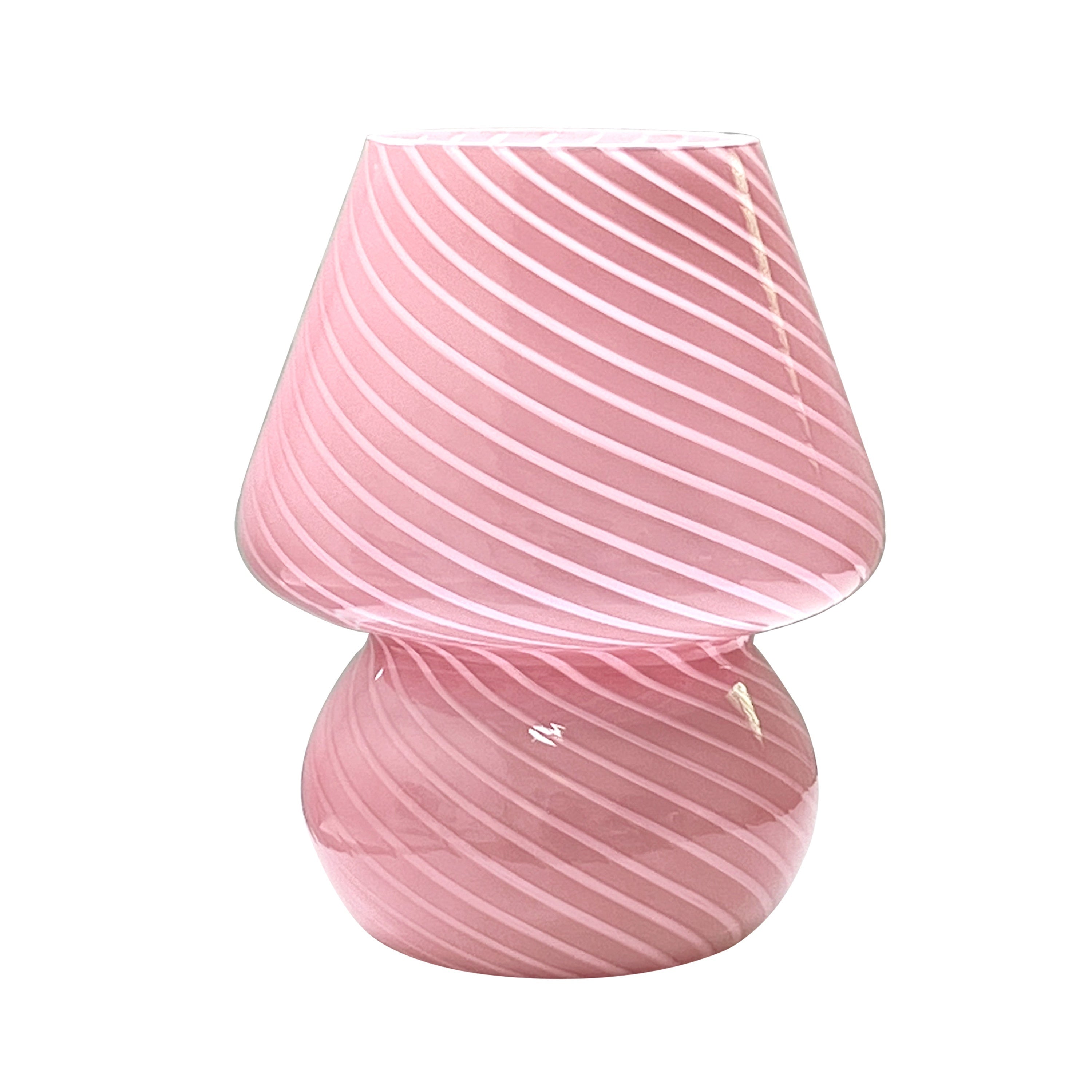 Hand-Blown Glass Mushroom Table Lamp USB Dimmable LED Bedside Light Retro Swirl Accent Lighting for Bedroom Living Room Desk | Thomler