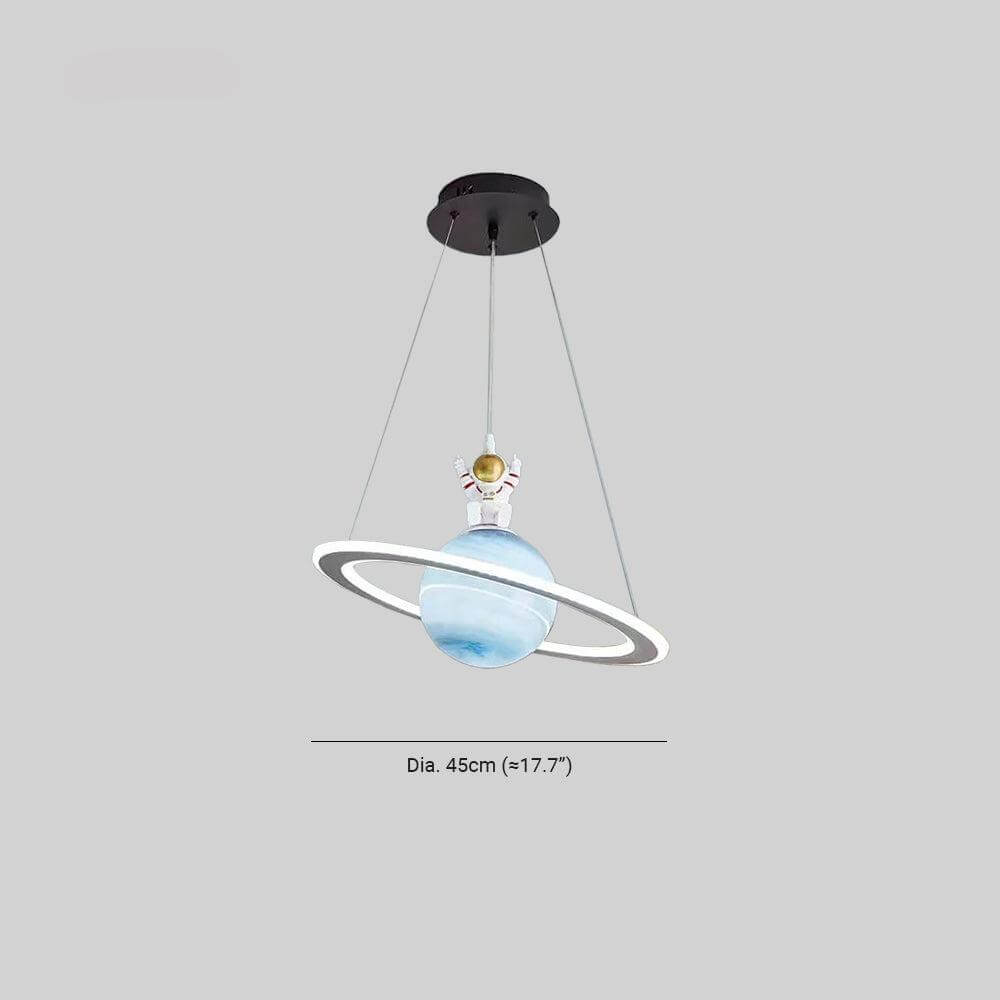 Pendant Light Metal Acrylic Glass Planet Design Blue Kids Bedroom Playroom LED Ceiling Hanging Lamp | Thomler