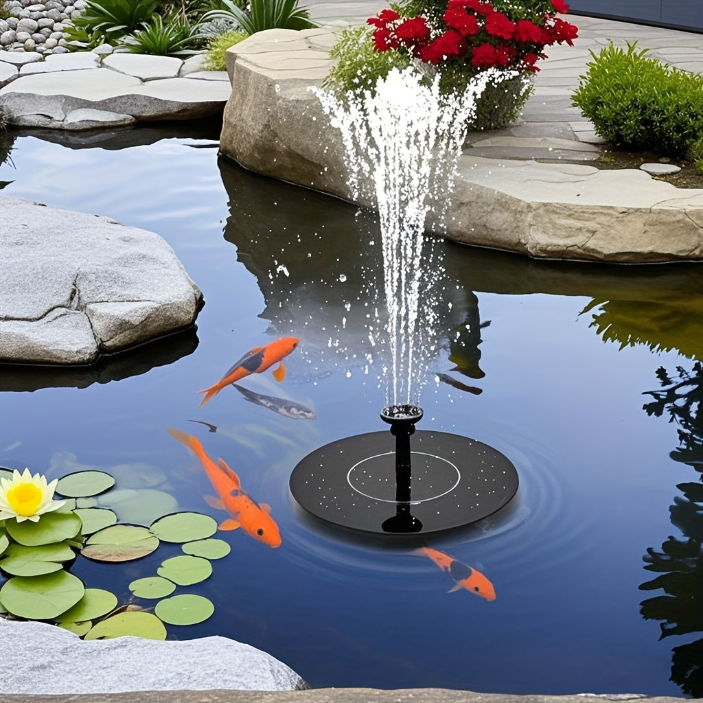 Solar Powered Floating Fountain Pump with 6 Interchangeable Spray Heads for Bird Baths, Ponds, and Garden Water Features – Automatic | Thomler