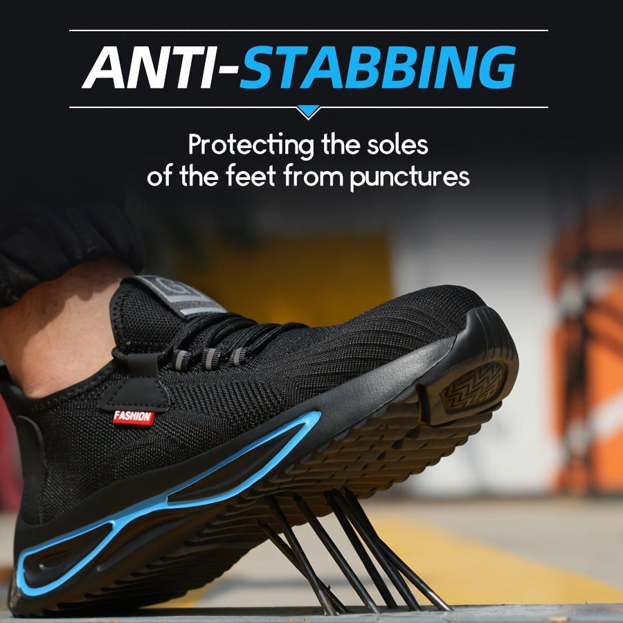 Steel Toe Work Shoes for Men Breathable Mesh Safety Footwear Puncture Resistant Slip-Resistant Outdoor Industrial Construction Job Site | Thomler