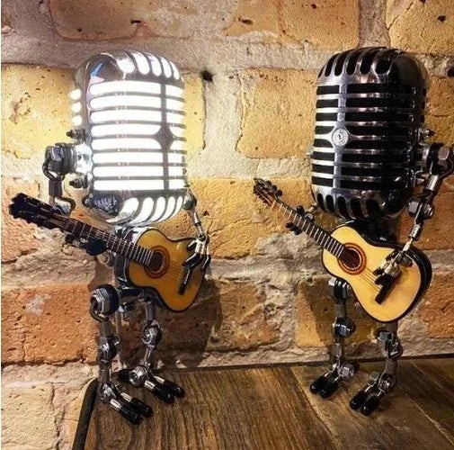 Articulated Metal Robot Desk Lamp with Miniature Guitar Accent for Music Rooms and Home Studios | Thomler