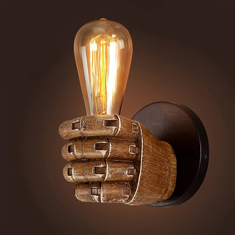 Sculptural Fist Wall Sconce – Resin Hand-Shaped Fixture with E26 Socket for Bedroom, Hallway, Restaurant – Industrial Décor Statement Piece | Thomler