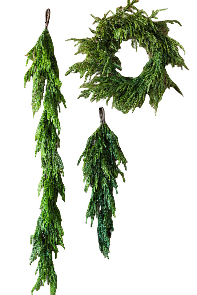 Bendable Evergreen Pine Garland - Realistic Needles, Dense Foliage, Customizable Shape for Mantel, Banister & Door Decor, 4-9 ft | Thomler