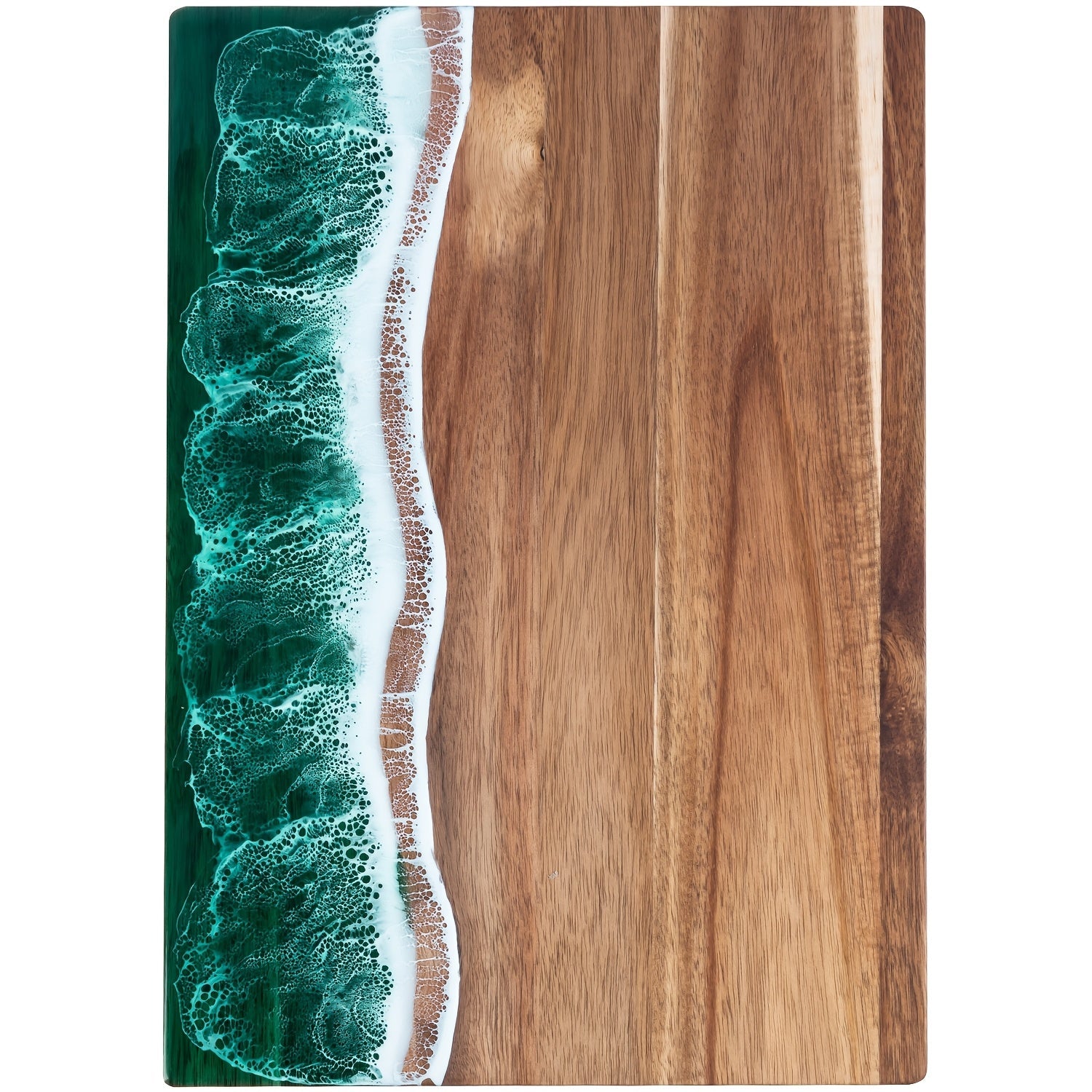Acacia Wood Serving Board with Resin Wave Inlay 18x9 Inch Coastal Charcuterie Tray for Cheese Fruit Bread Kitchen Decor | Thomler