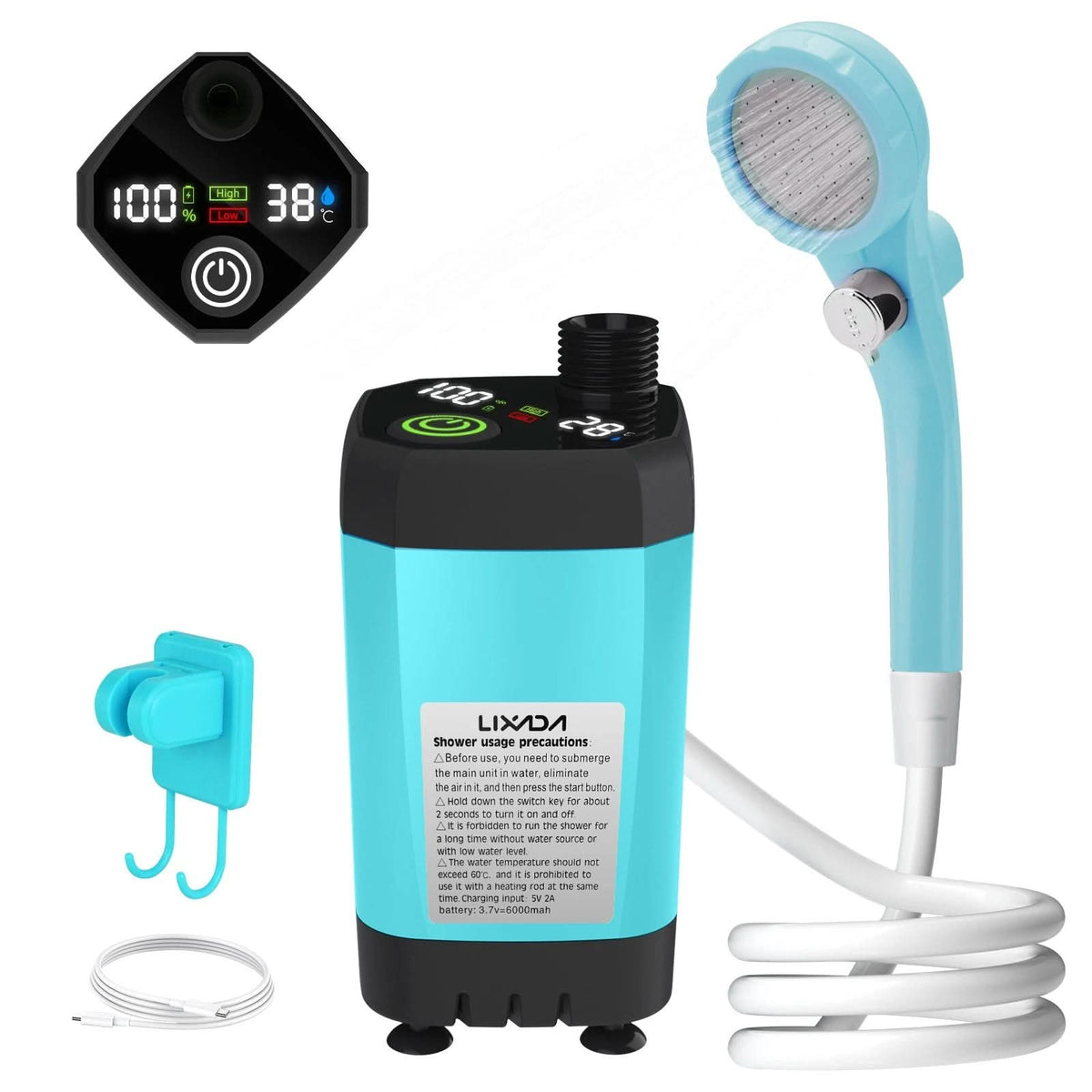 Rechargeable Camp Shower Pump with Digital Screen for RV & Outdoor Travel | Thomler