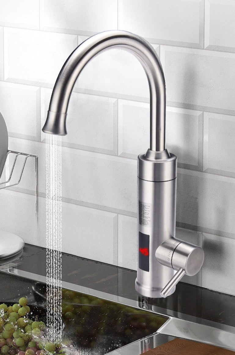 Instant Hot Water Faucet with Digital Temperature Display – Touchless Sensor Kitchen Tap, 3000W Electric Water Heater, Stainless Steel | Thomler