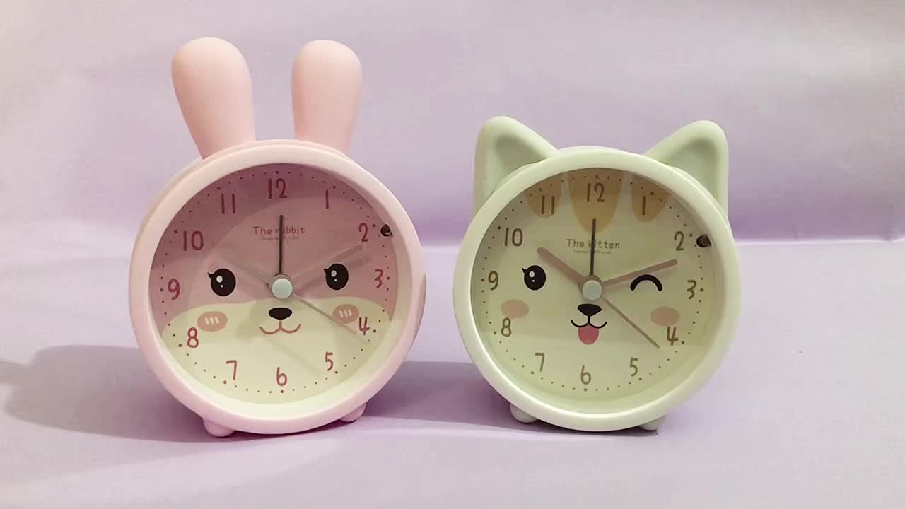 Silent Alarm Clock with Night Light for Kids – Bunny Design, No Ticking Sound, Bedside Lamp Function for Boys & Girls Bedroom | Thomler