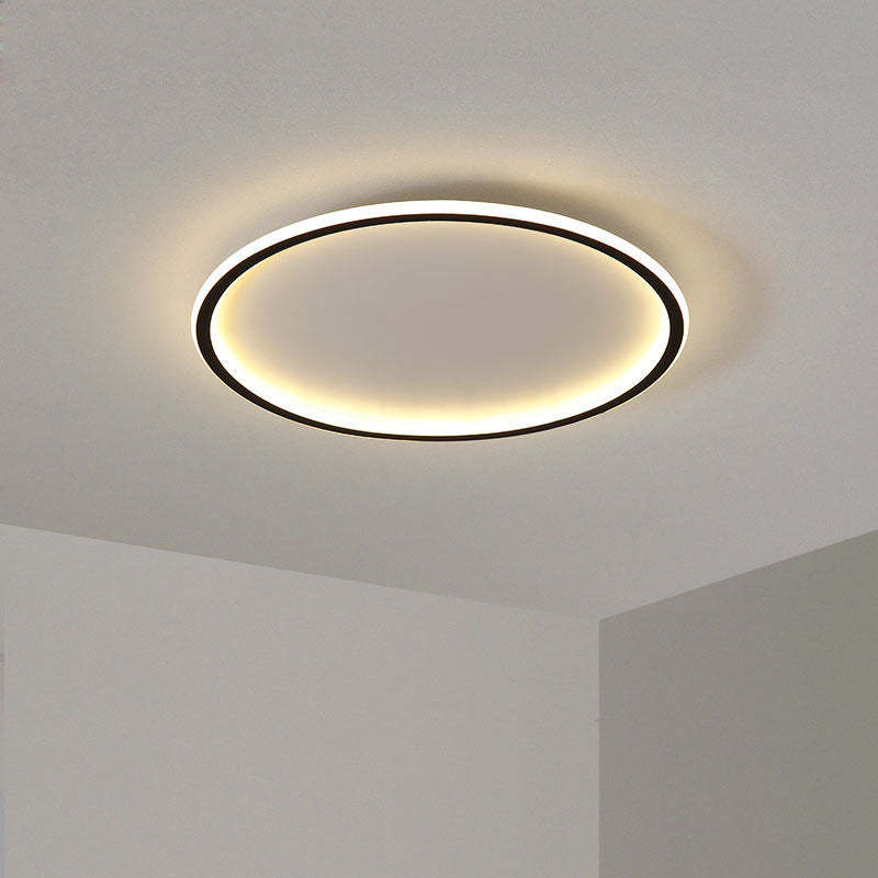 Dimmable Round LED Flush Mount Ceiling Light for Bedroom Living Room | Black White Metal Acrylic | Indoor Hardwired 12-20 Inch Fixture | Thomler