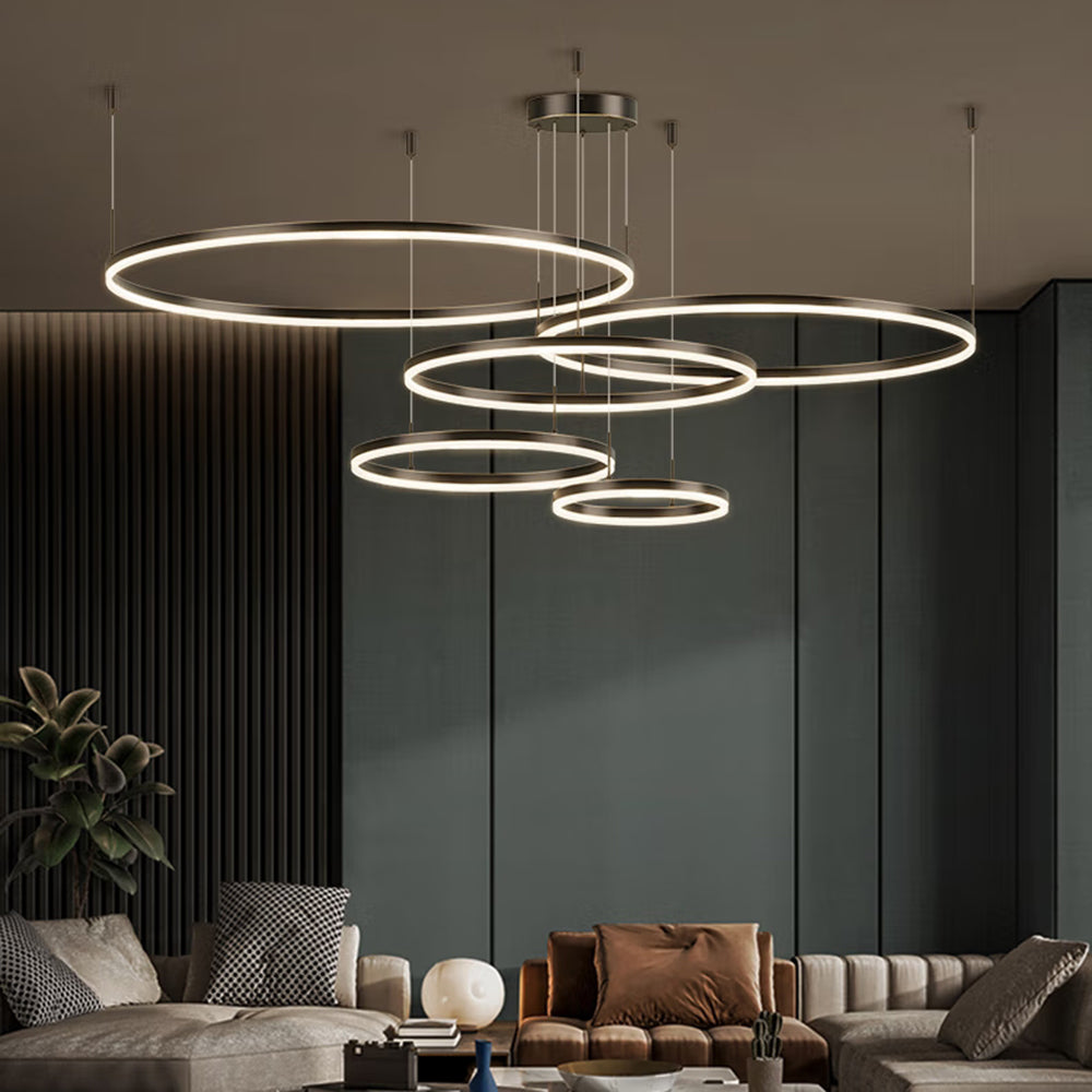 Pendant Light Metal LED 40.0–80.0 cm Adjustable Living Room Bedroom Dining Room Ceiling Lamp Modern Dimmable Multi-Ring Hanging Fixture | Thomler