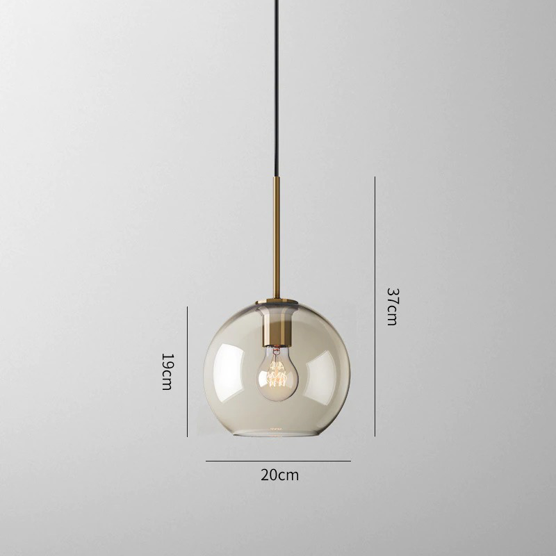 Amber Glass Pendant Light Fixture with Adjustable Cable for Kitchen Island Dining Room Bedroom Modern Hanging Ceiling Lamp Iron Frame | Thomler