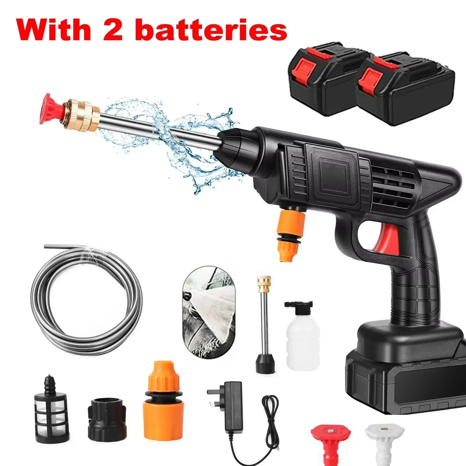 Pressure Washer Plastic Cordless Lithium Battery Black Car Patio Garden Cleaning Portable Jet Washer Spray Gun | Thomler