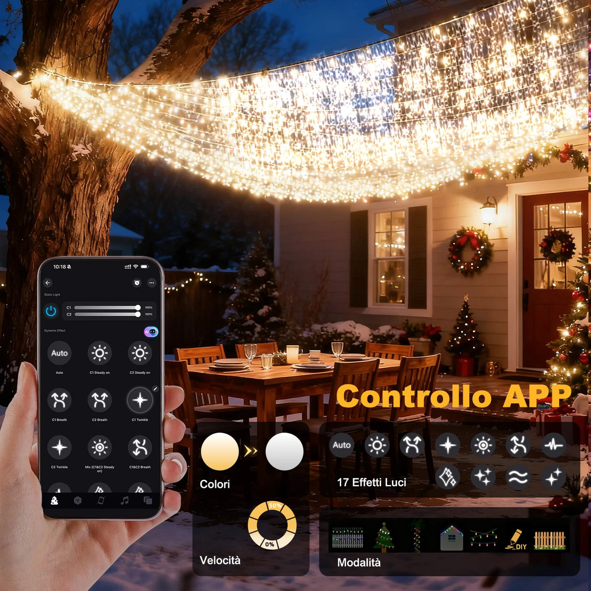 Smart Cascading Icicle Holiday Lights – App & Remote – 17 Modes, Music Sync, Timer – Outdoor IP65 – 656-5900 ft LEDs – Dual White or | Thomler