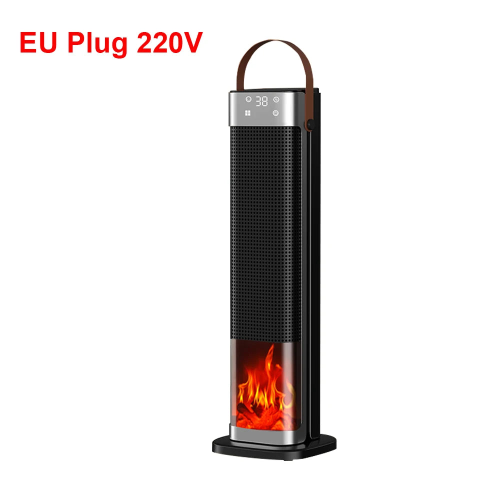 2000W Tower Space Heater with Realistic Flame Effect, Digital Touch Controls & Remote, 12-Hour Timer, Portable Electric Heating for | Thomler