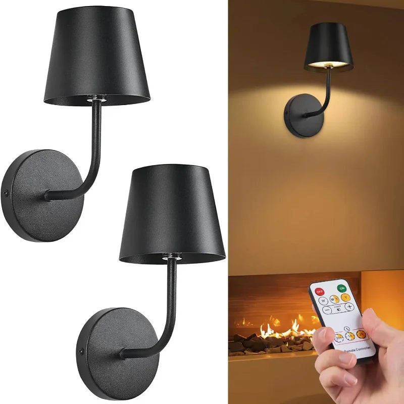 Rechargeable LED Wall Sconce 2-Pack – Remote Control Dimmable Battery Light for Hallway, Bedroom & Stairway | Thomler