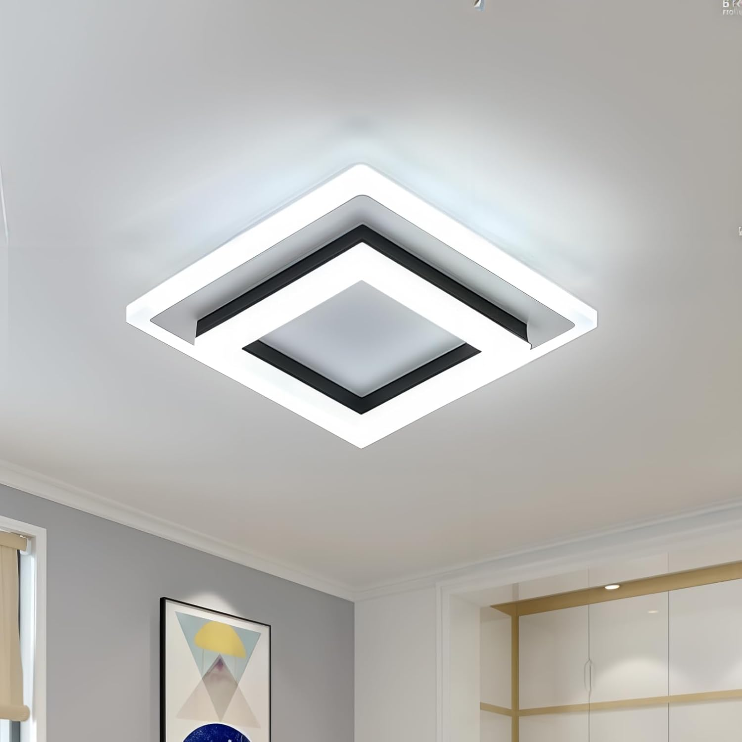 Ceiling Light Iron Acrylic 19.5 cm Modern Hallway Bedroom LED Flush Mount Square Lighting Fixture | Thomler