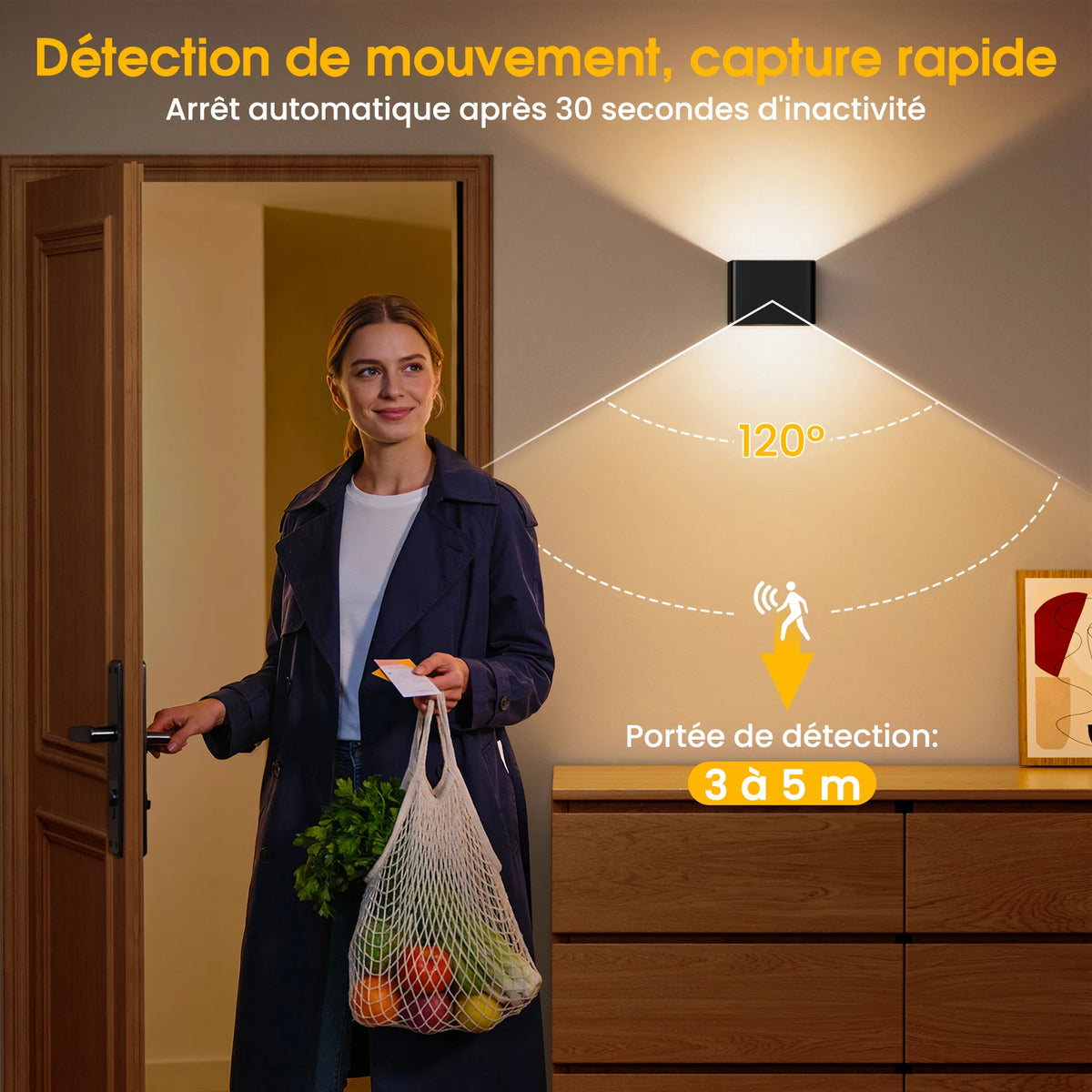 Motion-Activated Rechargeable Wall Sconce Set, Wireless LED Indoor Lighting with Remote Control, Adjustable Brightness & 3 Color Modes for | Thomler