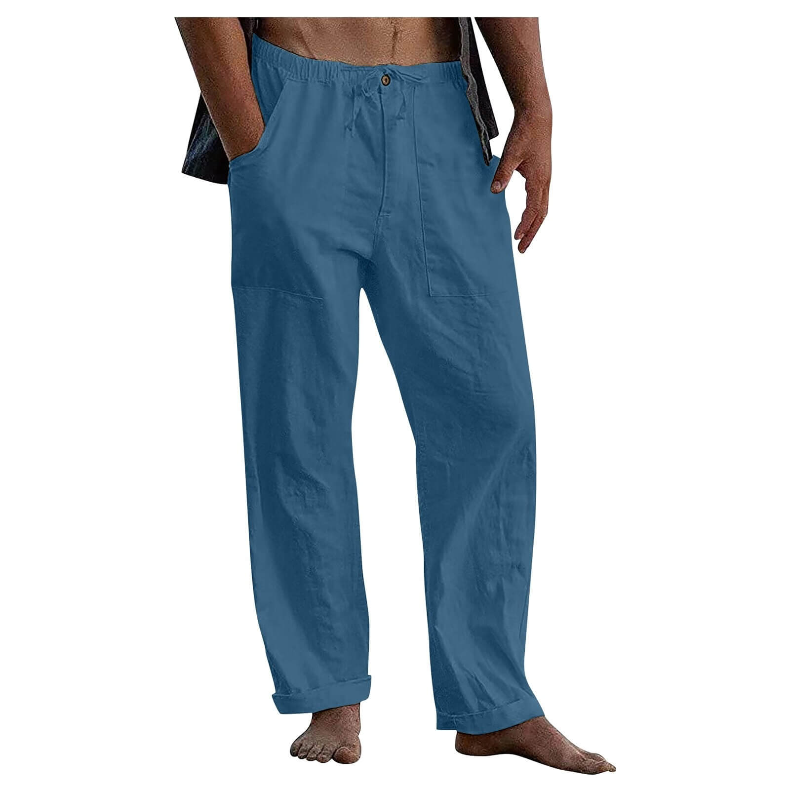 Men's Relaxed Fit Wide Leg Casual Pants with Drawstring Waist – Breathable Cotton Linen Blend Trousers for Everyday Wear & Travel | Thomler