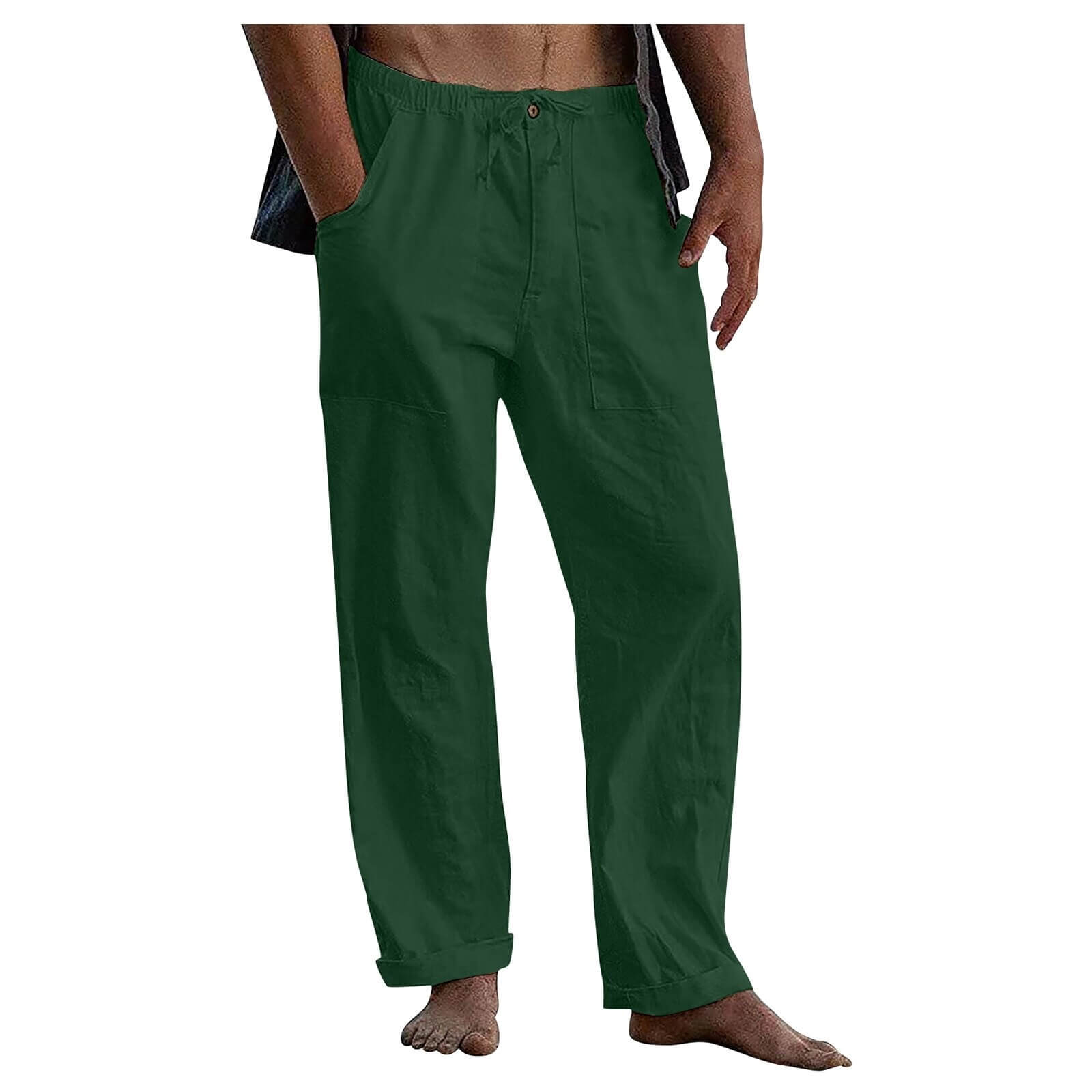 Men's Relaxed Fit Wide Leg Casual Pants with Drawstring Waist – Breathable Cotton Linen Blend Trousers for Everyday Wear & Travel | Thomler