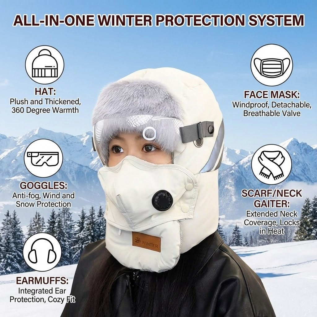 Full-Face Insulated Winter Balaclava with Detachable Shield & Windproof Design for Skiing & Cold Weather | Thomler
