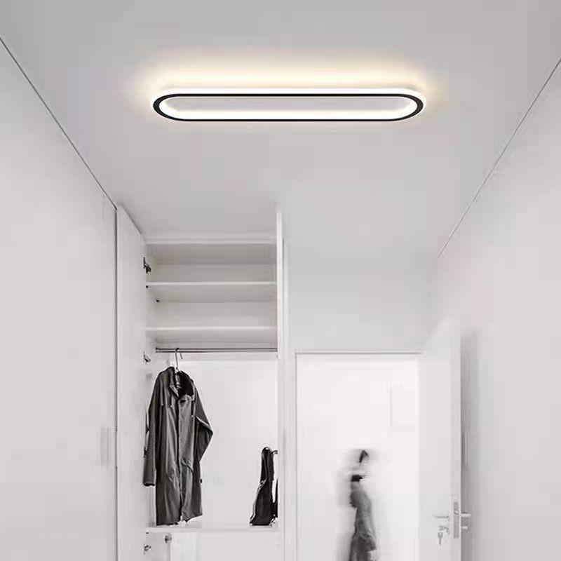 Ceiling Light Integrated LED Elongated Rounded Black White Hallway Bedroom Living Room Modern Flush Mount Lighting | Thomler