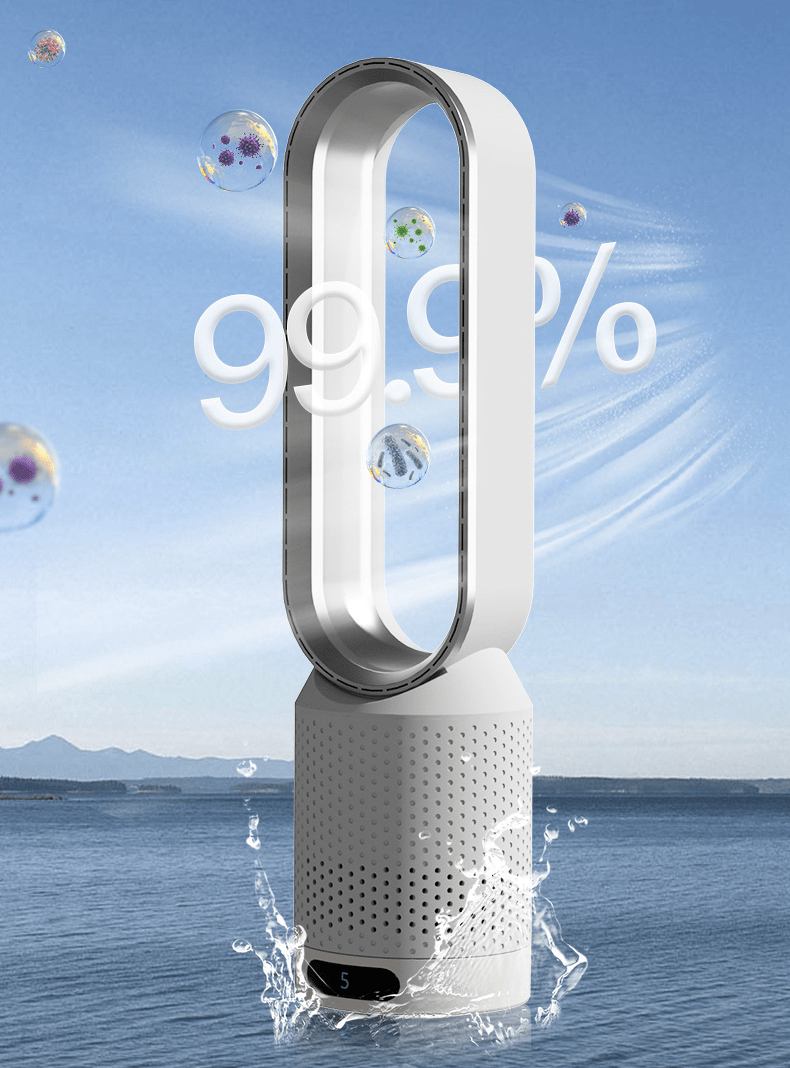 Bladeless Air Cooler Tower Fan with Purifier & Humidifier – 8-Speed Oscillating Evaporative Cooler for Bedroom, Living Room & Office | Thomler