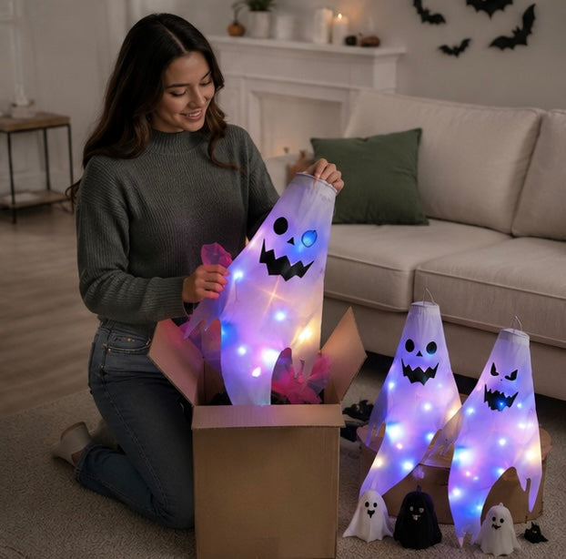 LED Illuminated Spirit Windsock Decorations for Outdoor Yards and Indoor Displays – Festive October Hanging Accents | Thomler