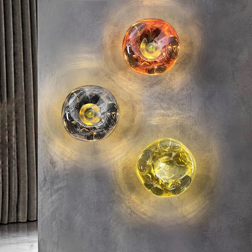 Wall Lamp PMMA Metal 12W Amber Bedroom Living Room Sculptural Warm White E27 Accent Lighting | Thomler