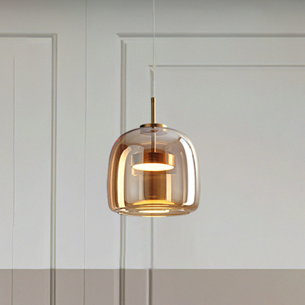 Pendant Light Glass Brass 25.0 cm Transparent Dining Room Kitchen Island Hanging Ceiling Lamp Adjustable Height | Thomler