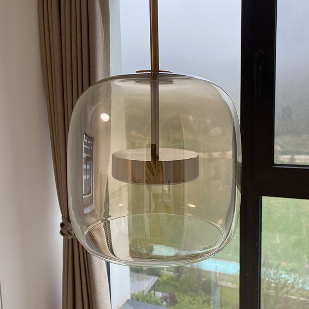 Pendant Light Glass Brass 25.0 cm Transparent Dining Room Kitchen Island Hanging Ceiling Lamp Adjustable Height | Thomler