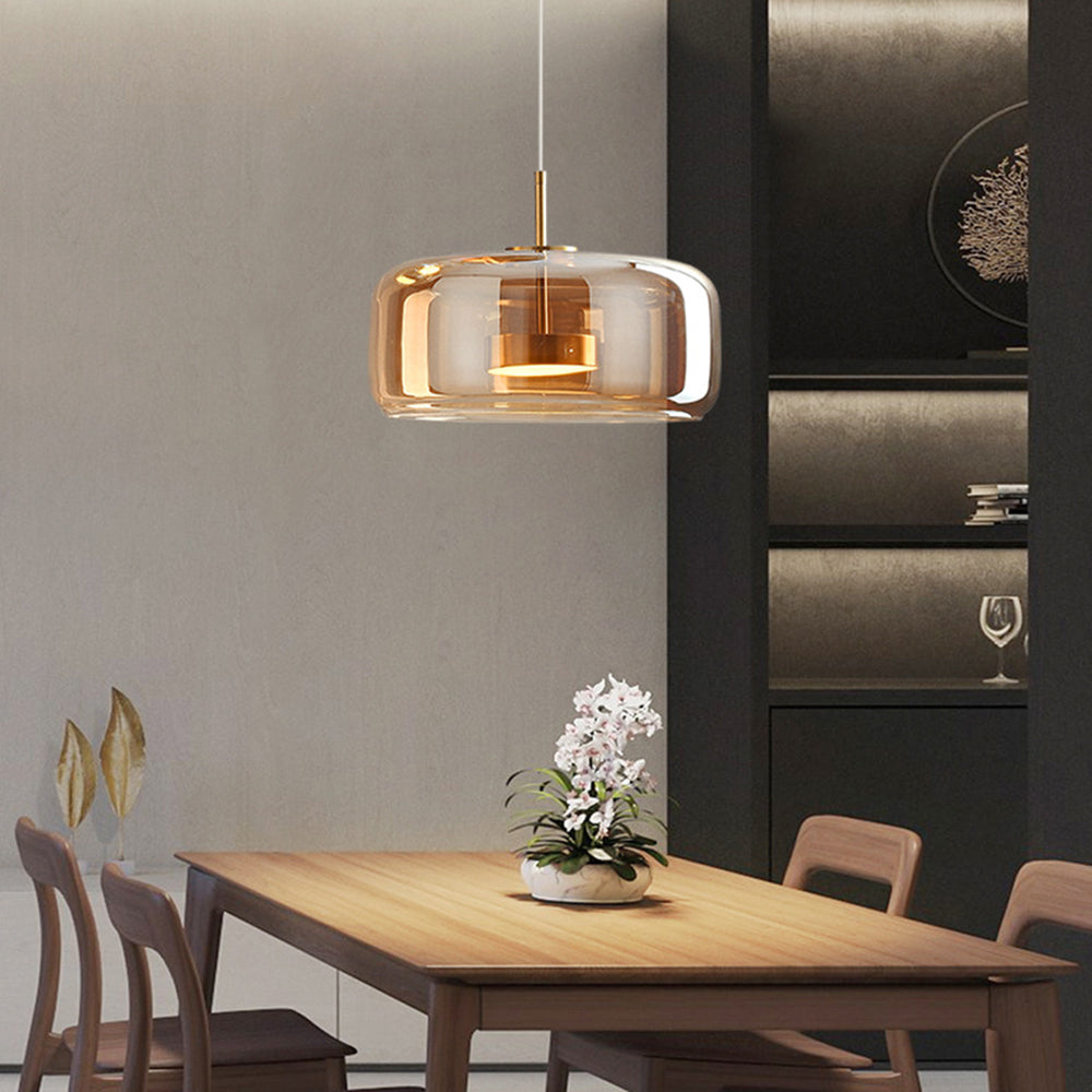 Pendant Light Glass Brass 25.0 cm Transparent Dining Room Kitchen Island Hanging Ceiling Lamp Adjustable Height | Thomler
