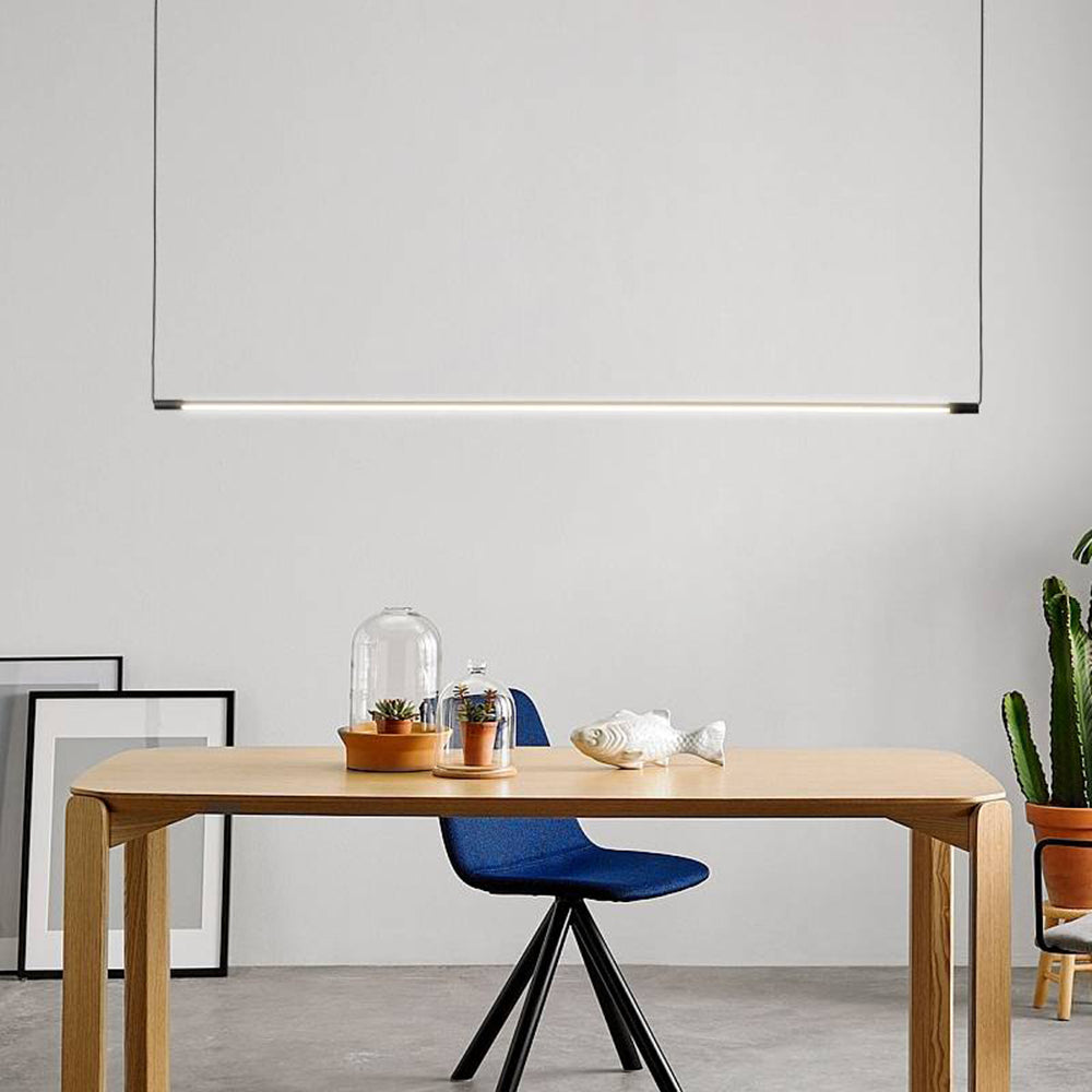 Modern Linear LED Pendant Light Black Metal Acrylic Minimalist Bar Ceiling Fixture for Kitchen Island Dining Room Office | Thomler