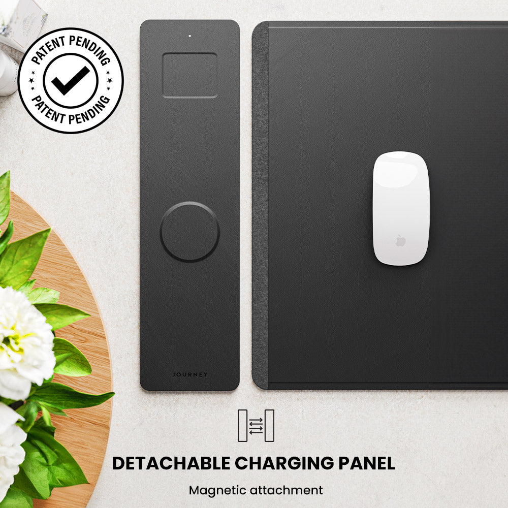 Wireless Charging Desk Pad with Dual Qi Charger & Reversible Surface – Vegan Leather & Felt Mat for Home Office | Thomler