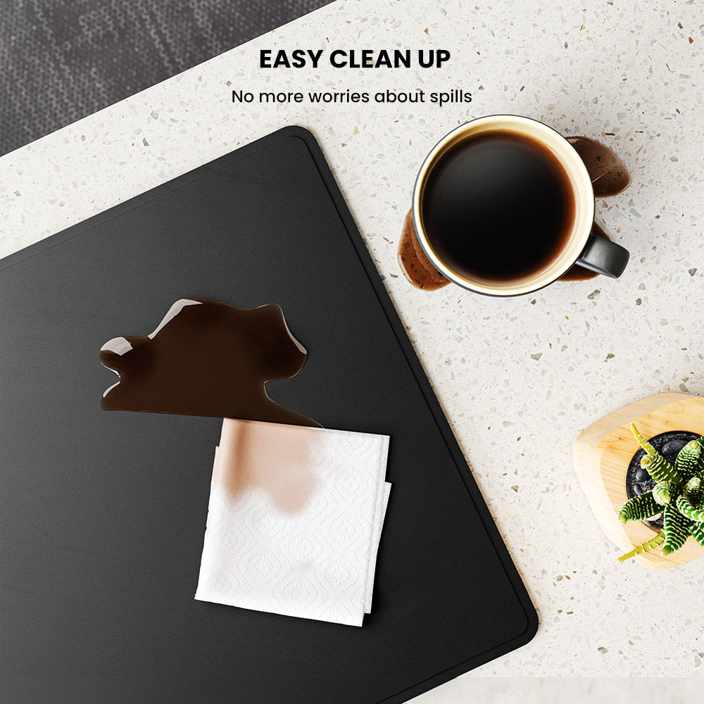 Wireless Charging Desk Pad with Dual Qi Charger & Reversible Surface – Vegan Leather & Felt Mat for Home Office | Thomler