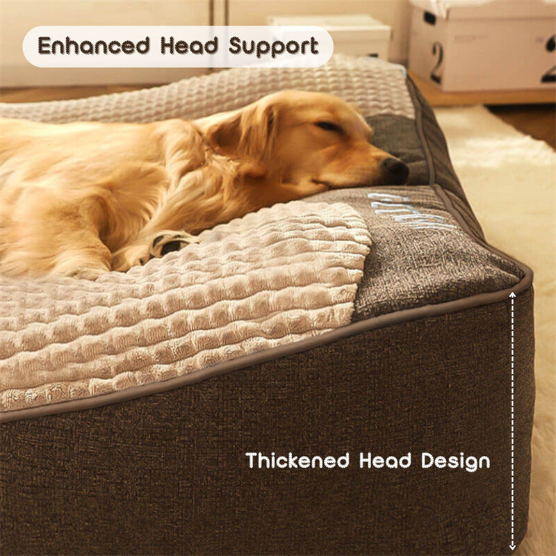 Dog Bed Crystal Velvet 80.0 cm x 64.0 cm Orthopedic Brown Indoor Sleeping Cushion Raised Rim Washable Pet Bed | Thomler
