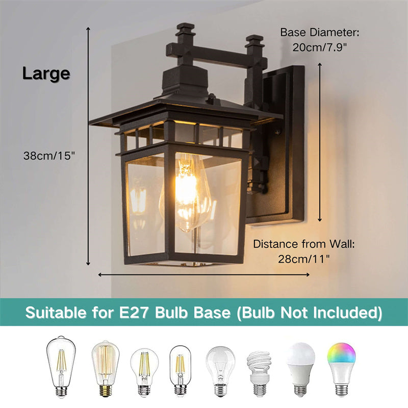 Wall Lamp Cast Aluminium E27 38.0 cm Black Outdoor Garden Porch Patio Lantern Light Fixture Weather Resistant | Thomler
