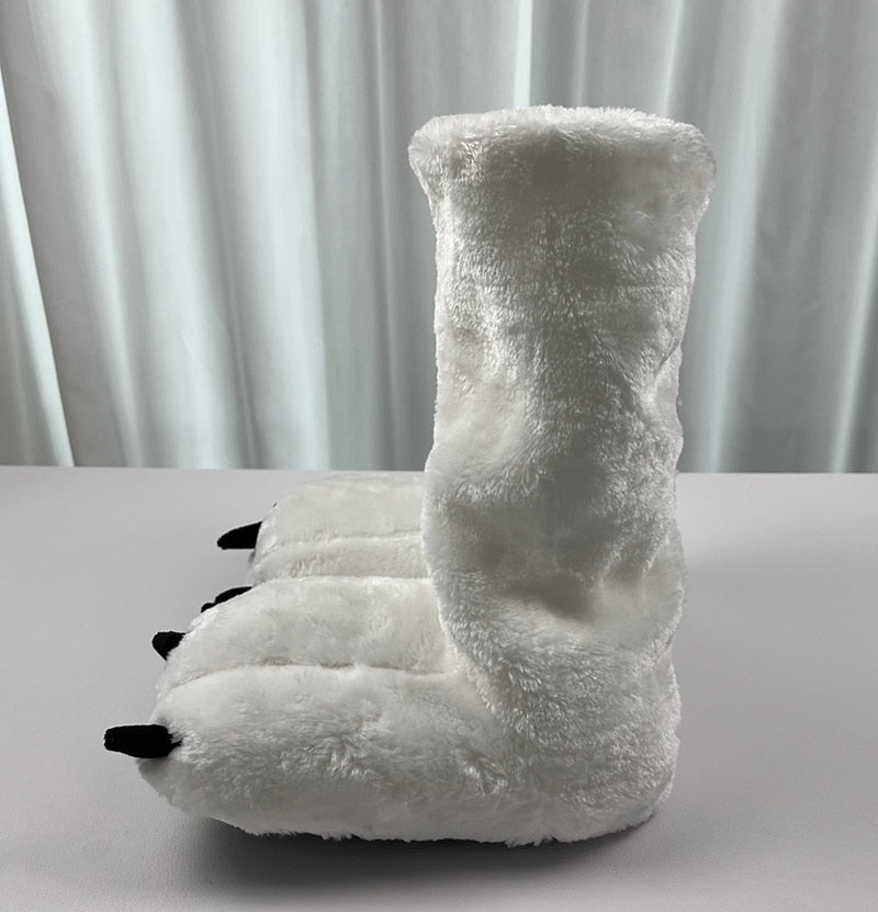 Plush Bear Paw Slippers – Soft Faux Fur House Shoes with Non-Slip Sole for Indoor & Outdoor Wear, Unisex Winter Footwear | Thomler