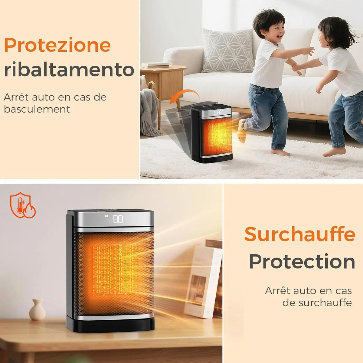 1500W Ceramic Space Heater with Remote Control, Adjustable Thermostat 59-95°F, 70° Oscillating Fan, 24-Hour Timer for Bedroom, Home | Thomler