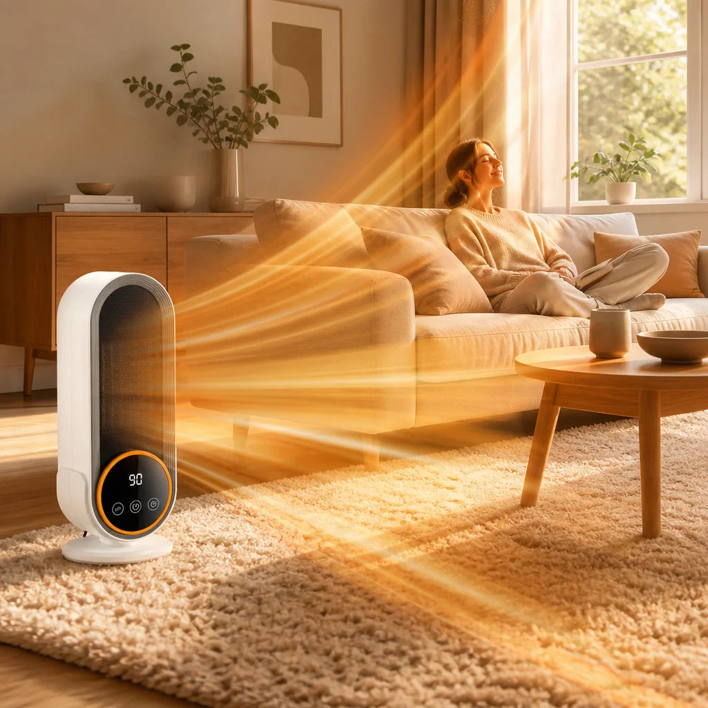 Ceramic Space Heater with Touch Controls & Tip-Over Safety – Instant Warmth, Quiet Operation for Bedroom, Office | Thomler