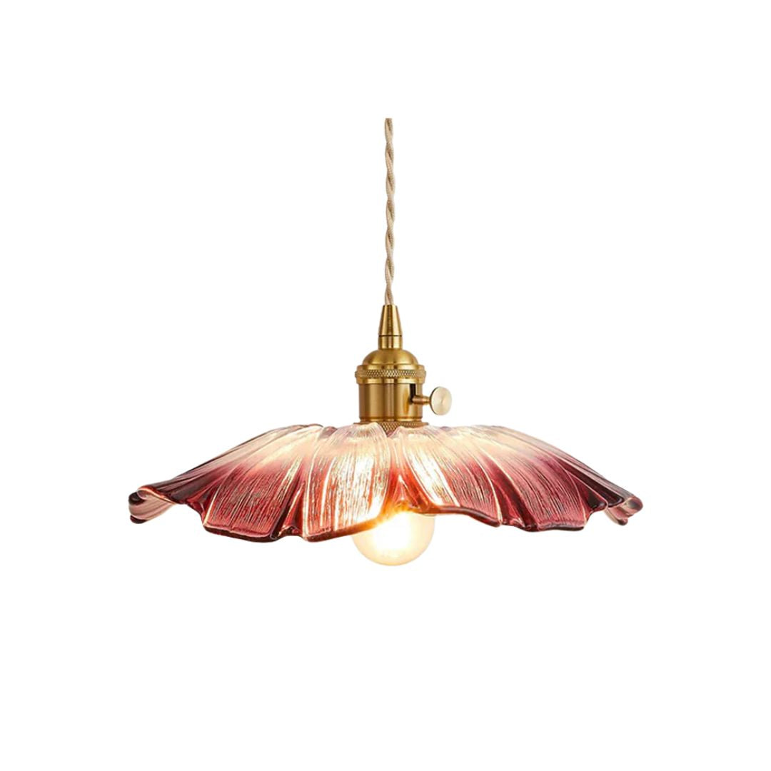 Pendant Light Ribbed Glass 28.0 cm Deep Red Dining Table Hanging Ceiling Lamp Vintage Hallway Lighting E27 | Thomler