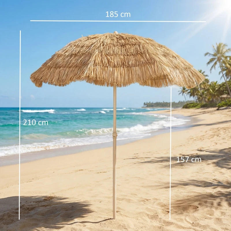 Hawaiian-Style Patio Umbrella 6 ft – Adjustable Tilt, Height-Adjustable Pole, UPF 30 Sun Protection, Sand Anchor Base with Carry Bag for | Thomler