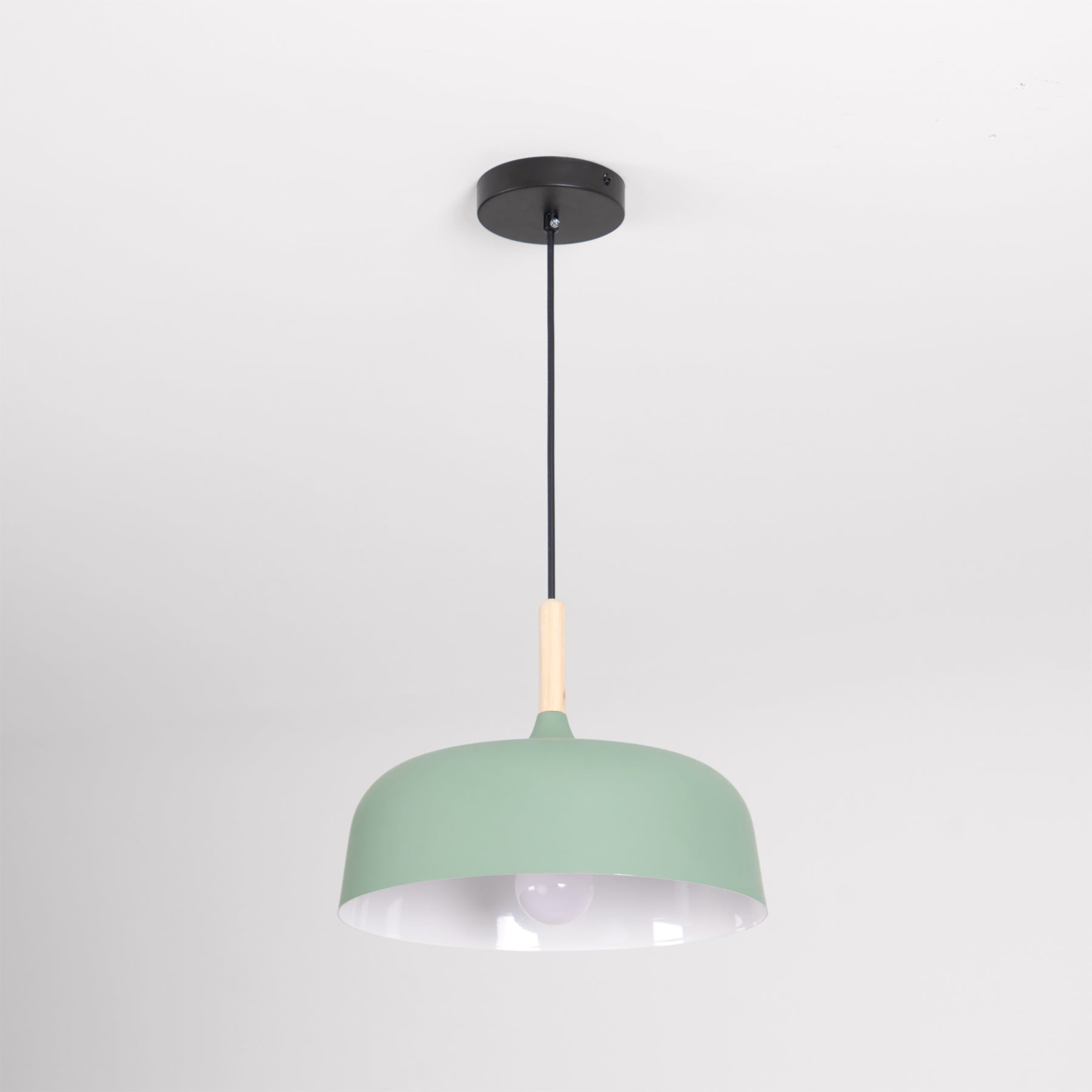 Pendant Light Wood Zinc 12.6 in Dome Adjustable Dining Kitchen Hanging Ceiling Lamp Scandinavian Minimalist | Thomler