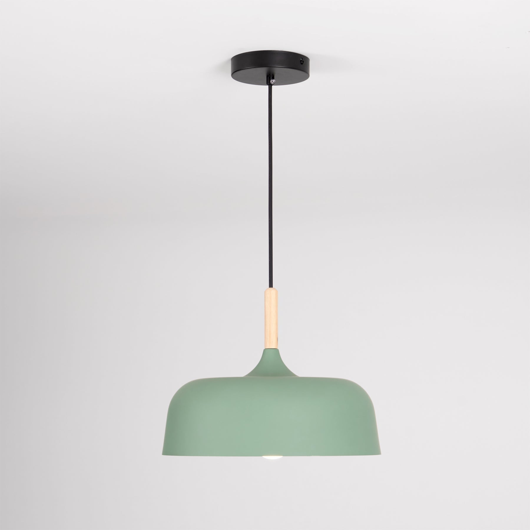 Pendant Light Wood Zinc 12.6 in Dome Adjustable Dining Kitchen Hanging Ceiling Lamp Scandinavian Minimalist | Thomler