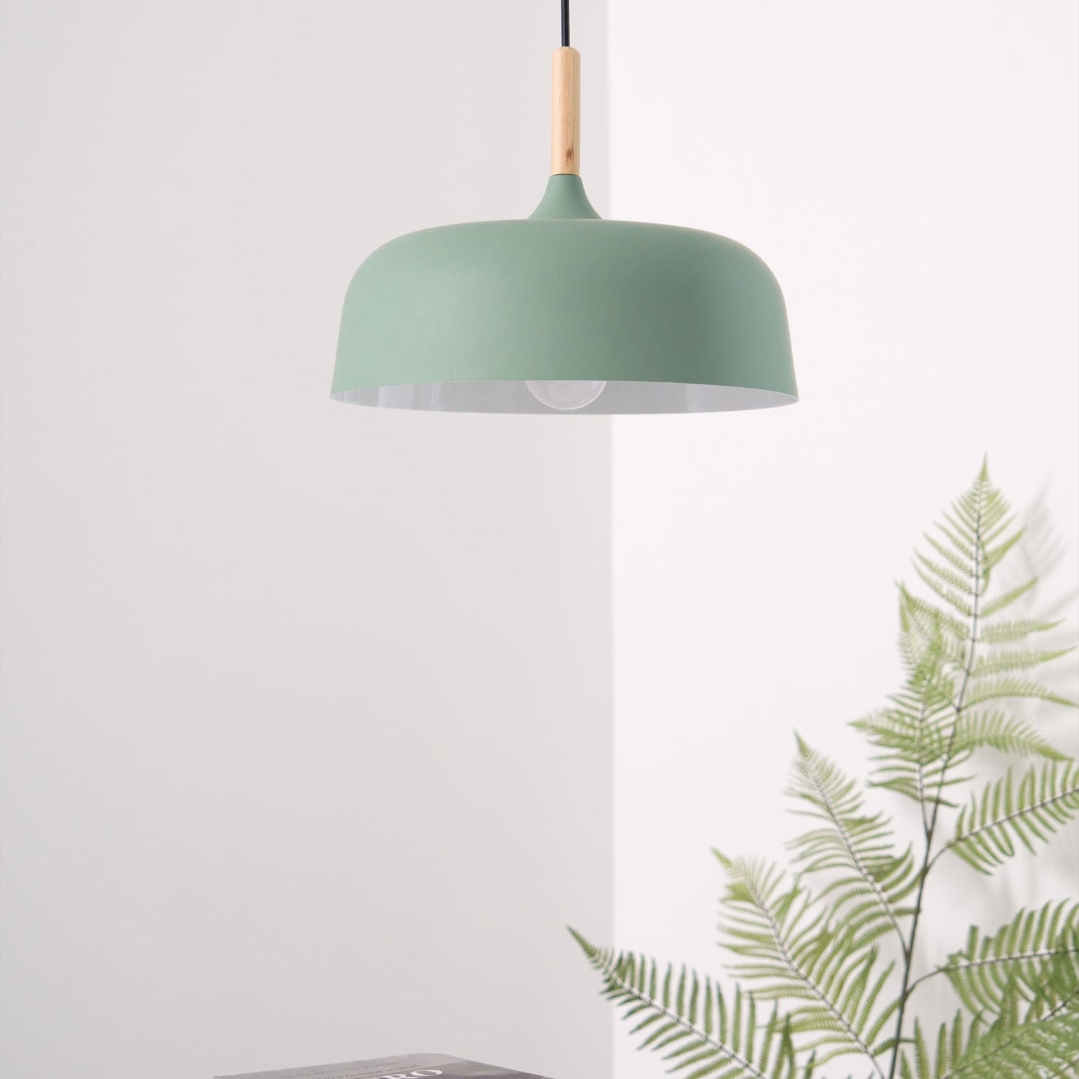 Pendant Light Wood Zinc 12.6 in Dome Adjustable Dining Kitchen Hanging Ceiling Lamp Scandinavian Minimalist | Thomler