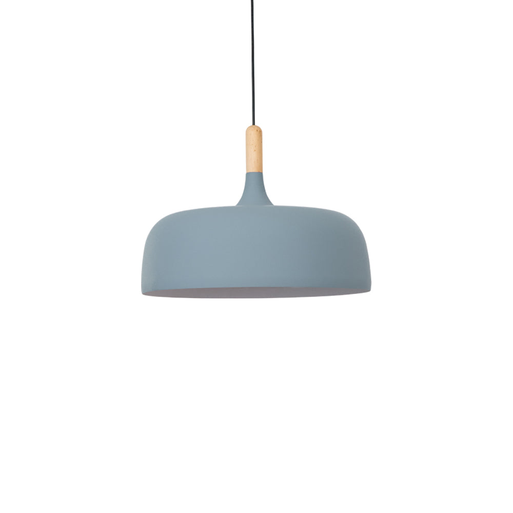 Hanging Ceiling Light Fixture with Wood Trim & Metal Shade for Kitchen Island, Dining Table, Breakfast Bar — Dimmable Compatible, Adjustable | Thomler