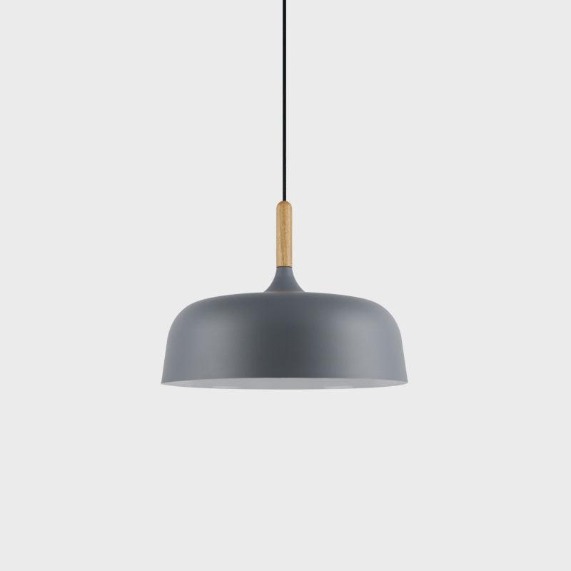 Hanging Ceiling Light Fixture with Wood Trim & Metal Shade for Kitchen Island, Dining Table, Breakfast Bar — Dimmable Compatible, Adjustable | Thomler