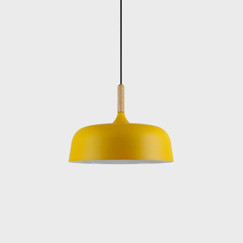 Hanging Ceiling Light Fixture with Wood Trim & Metal Shade for Kitchen Island, Dining Table, Breakfast Bar — Dimmable Compatible, Adjustable | Thomler