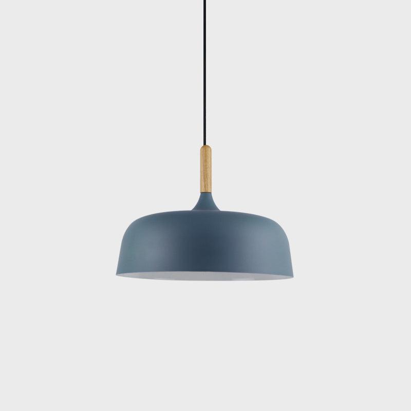Hanging Ceiling Light Fixture with Wood Trim & Metal Shade for Kitchen Island, Dining Table, Breakfast Bar — Dimmable Compatible, Adjustable | Thomler