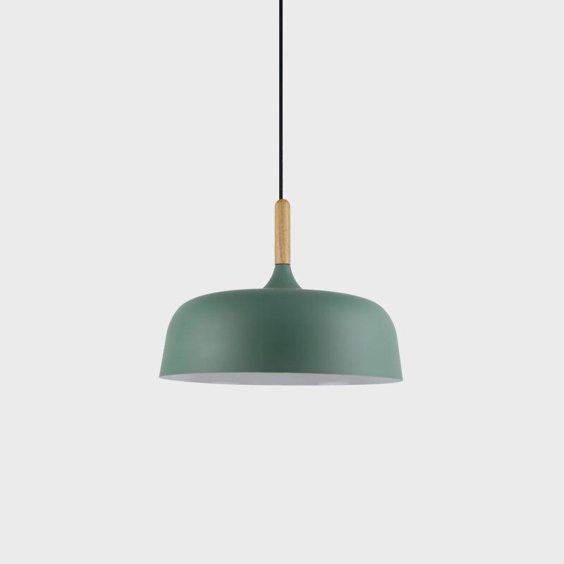 Hanging Ceiling Light Fixture with Wood Trim & Metal Shade for Kitchen Island, Dining Table, Breakfast Bar — Dimmable Compatible, Adjustable | Thomler