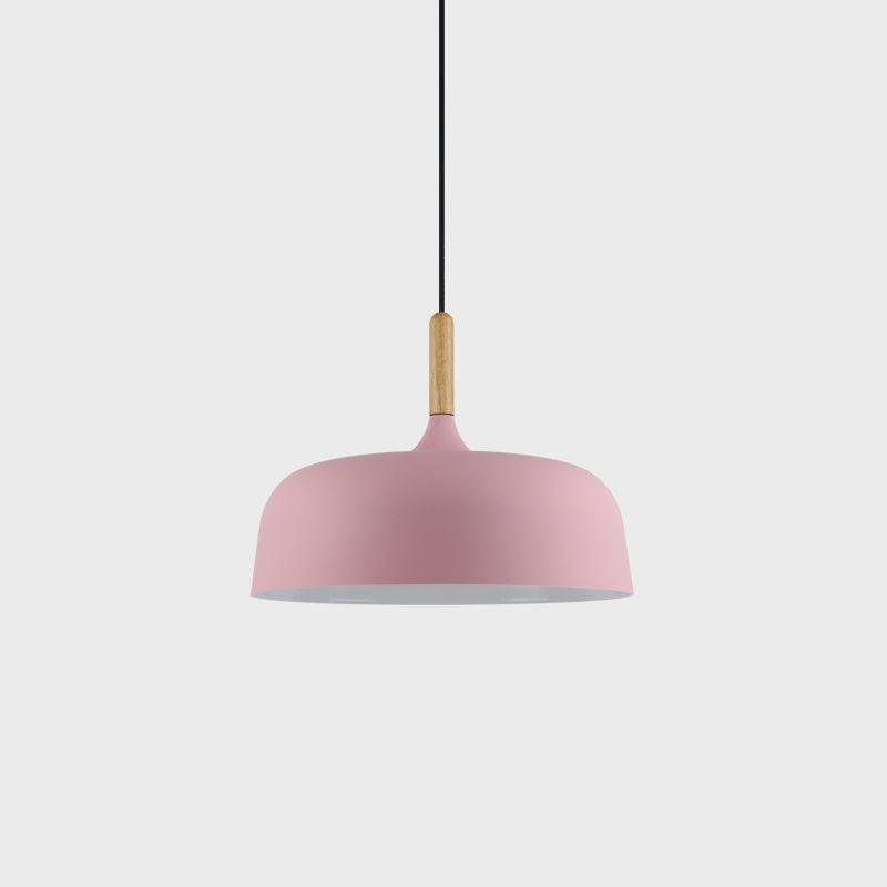 Hanging Ceiling Light Fixture with Wood Trim & Metal Shade for Kitchen Island, Dining Table, Breakfast Bar — Dimmable Compatible, Adjustable | Thomler