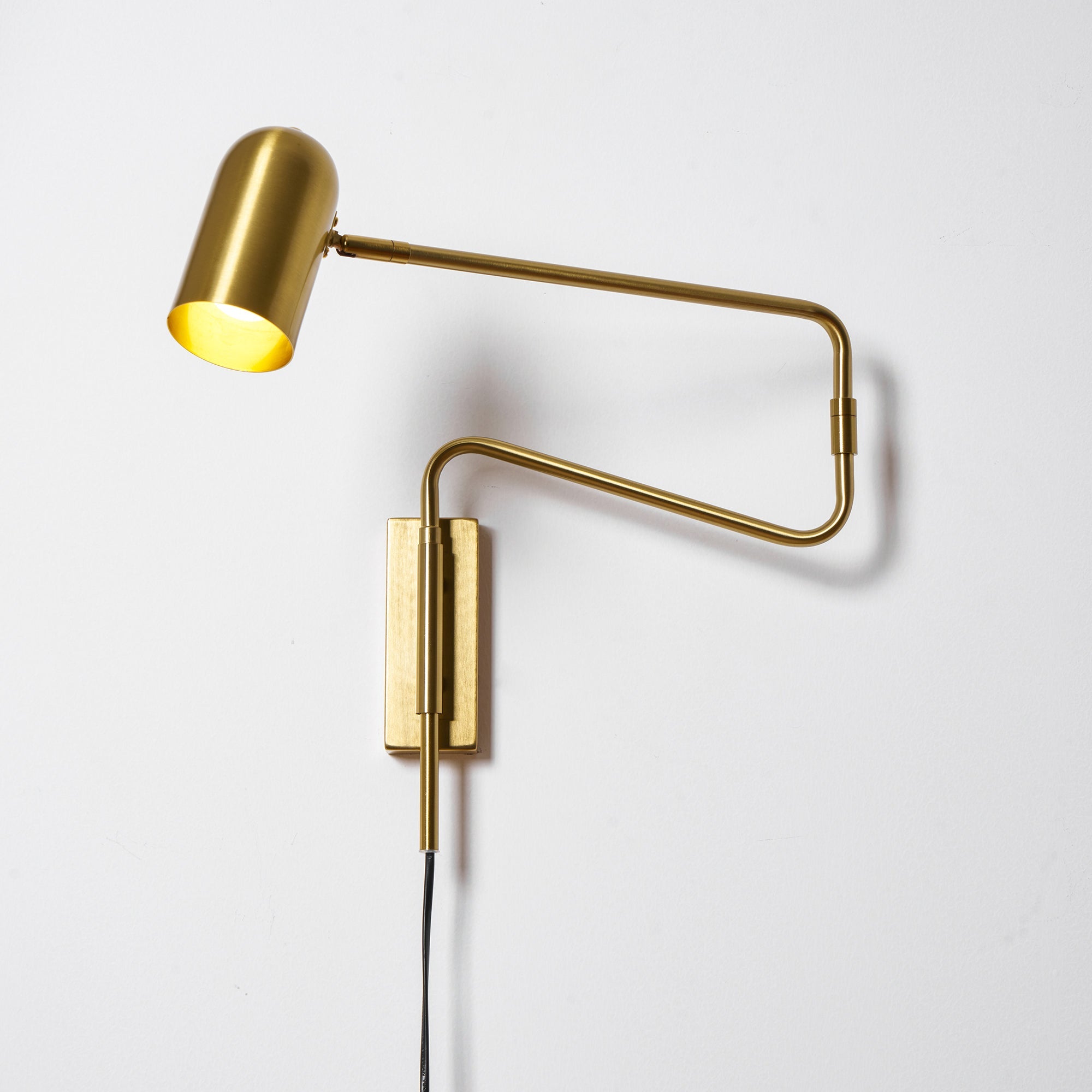 Wall Lamp Metal Adjustable Arm 27.6 in Black Gold Indoor Reading Light 360° Rotatable Shade Contemporary Bedroom Living Room | Thomler
